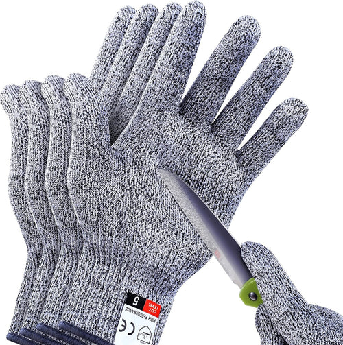 THOMEN 4 PCS (M+L) Cut Resistant Gloves Level 5 Protection for Kitchen, Upgrade Safety Anti Cutting Gloves for Meat Cutting, Wood Carving, Mandolin Slicing and More