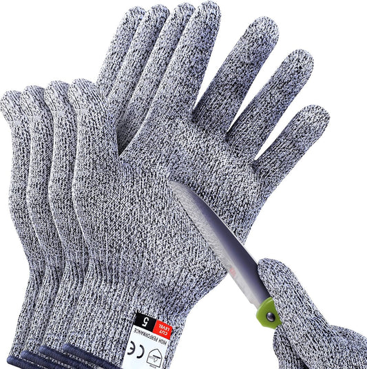 THOMEN 4 PCS (M+L) Cut Resistant Gloves Level 5 Protection for Kitchen, Upgrade Safety Anti Cutting Gloves for Meat Cutting, Wood Carving, Mandolin Slicing and More