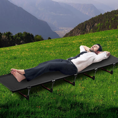 Camping Cot, Backpacking Cot, Lightweight Portable Camping Beds for Adults Kids, Heavy Duty Support 330.6 Lbs - Black, Folding Guest Bed for Outdoor, Travel, Office, Festival (Black)