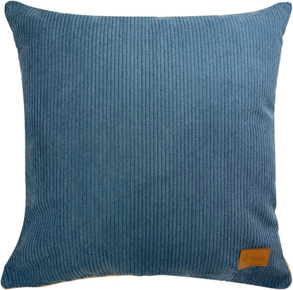 DC DECORATORE HOME & STYLE Fodera per Cuscino in Velluto a Coste - 45x45 cm - Velluto - Costine - Estetico - Federa Decorativa per Divano - Increspato - Oggettistica per la Casa Azzurro