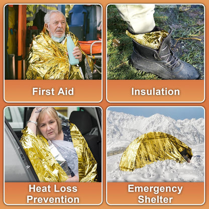 Deecam Emergency Space Blankets, Mylar Thermal Survival Blankets Foil Camping Emergency, Silver and Gold Heat Reflective Blanket for Outdoor, First Aid, Hiking, Camping Gear, Travel (6Pack)