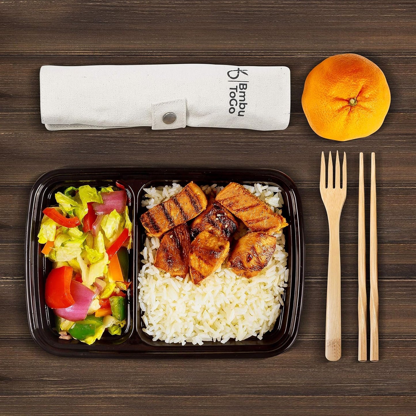 Bmbu ToGo Bamboo Cutlery Set | Bamboo Travel Utensils | Reusable Cutlery Set | Include Knife Fork Small Spoon Large Spoon Chopsticks and Straw (White, 1 Pack)