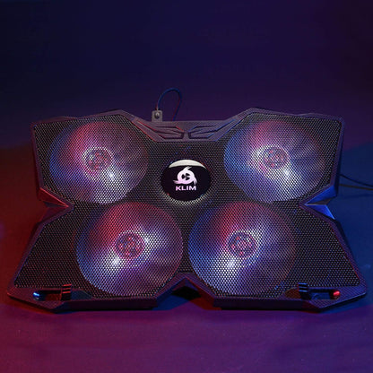 KLIM Wind Laptop Cooling Pad - More Than 500 000 Units Sold - New Version - The Most Powerful Rapid Action Cooling Fan - Laptop Stand with 4 Cooling Fans at 1200 RPM - USB Fan - PS5 PS4 - White