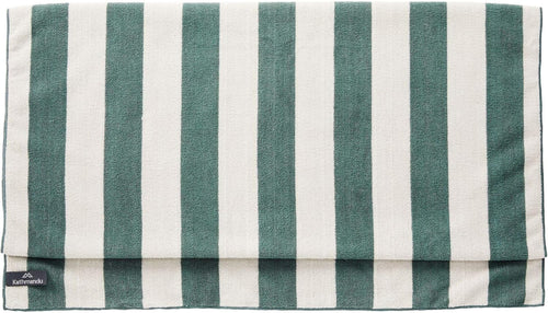 Kathmandu Microfibre Extra Large Compact Lightweight Quick Drying Soft Towel Unisex Silver Grey/Dark Spruce Stripe XL