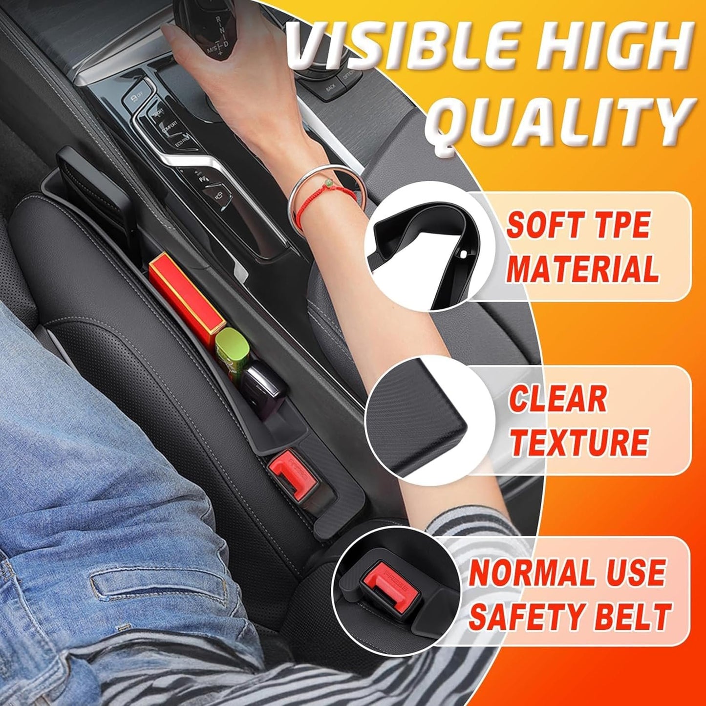 2PCS Car Seat Gap Filler Organizer,Multifunctional Car Gap Fillers with USB and Phone Holder,Auto Interior Accessories,Universal Car Seat Storage Organizer Between Seats for Phone,Keys (Black)
