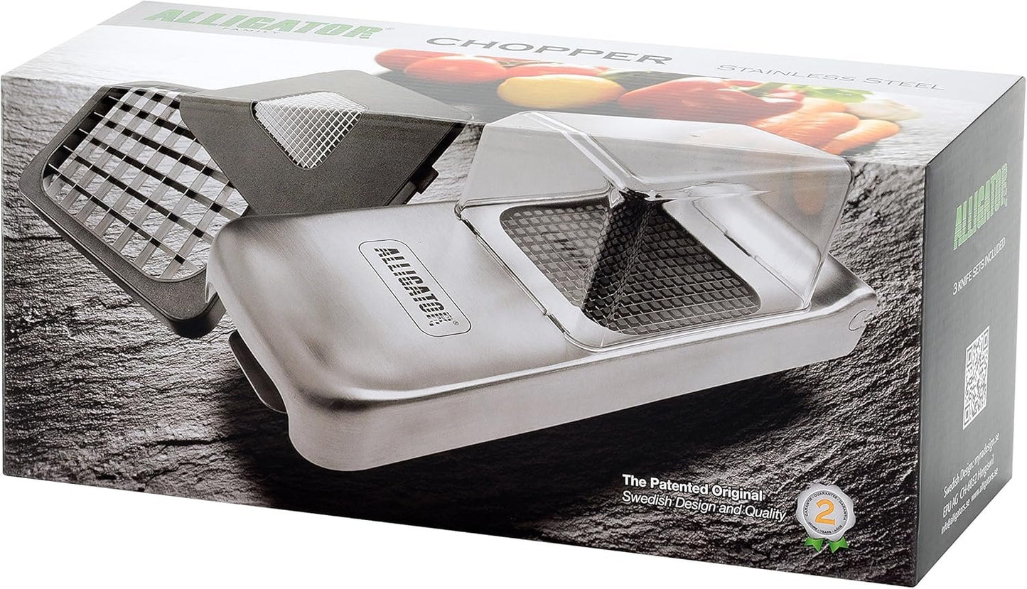 Alligator Vegetable Chopper with Container | Food, Salad, Veggie Dicer, Manual Onion Chopper Vegetable Cutter | 3 Stainless Steel Blades Included | Perfect for Kitchen Prep