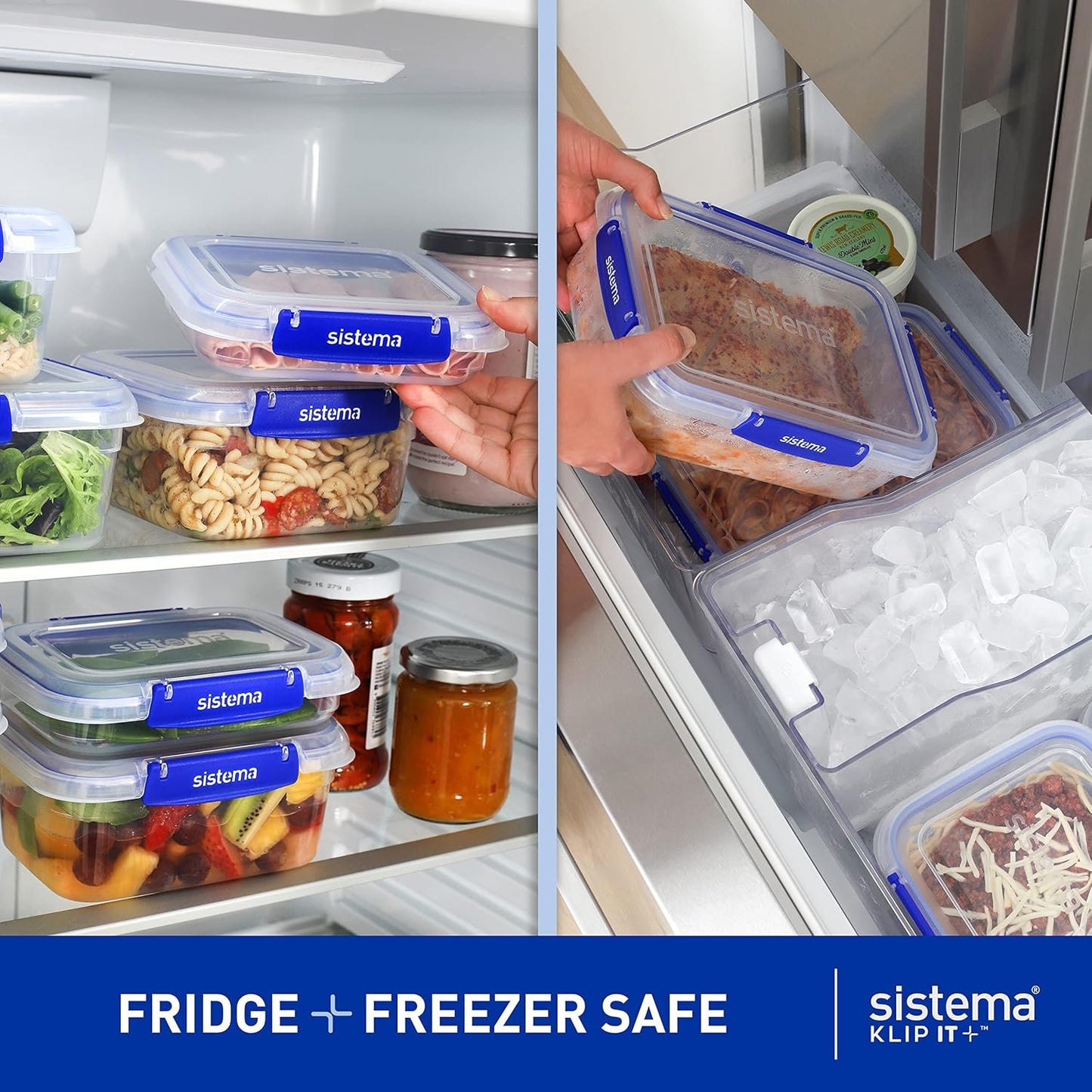 Sistema KLIP IT PLUS Food Storage Containers | 520 ml | 3 Piece Airtight Sandwich Containers Set | Leak-Proof Seal | Easy Locking Clips | BPA-Free