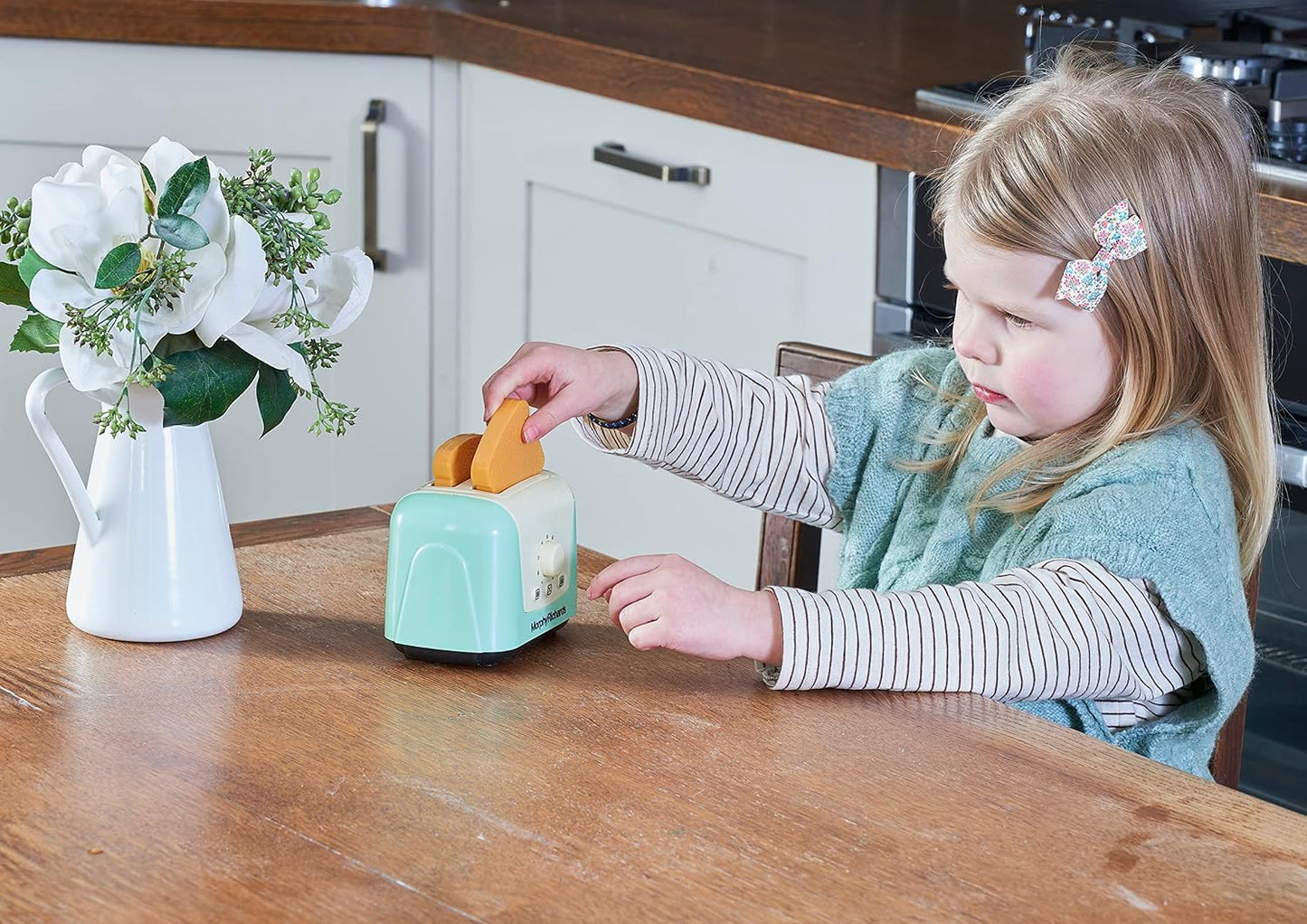 Casdon Morphy Richards Toaster | Pop-Up Toy Toaster for Children Aged 3+ | Includes 2 Pieces of Pretend Toast for Realistic Play!, Teal