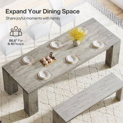 Tribesigns 86-Inch Large Dining Table for 8 People, Wood Farmhouse Kitchen Table with Thick Legs for Dining Rooms, Restaurants