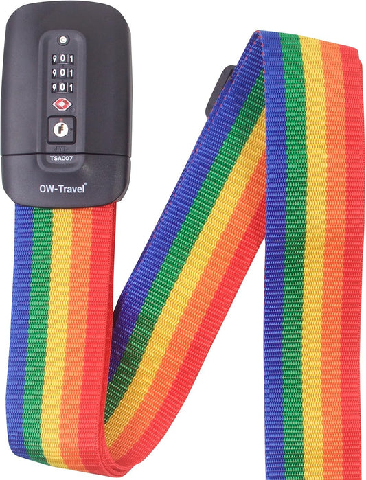 OW-Travel TSA Strap for Suitcase (1 Piece Rainbow) Custom Code Suitcase Belt for Identifying Suitcase. TSA Straps. Strap Lock Suitcase Straps with Luggage Combination