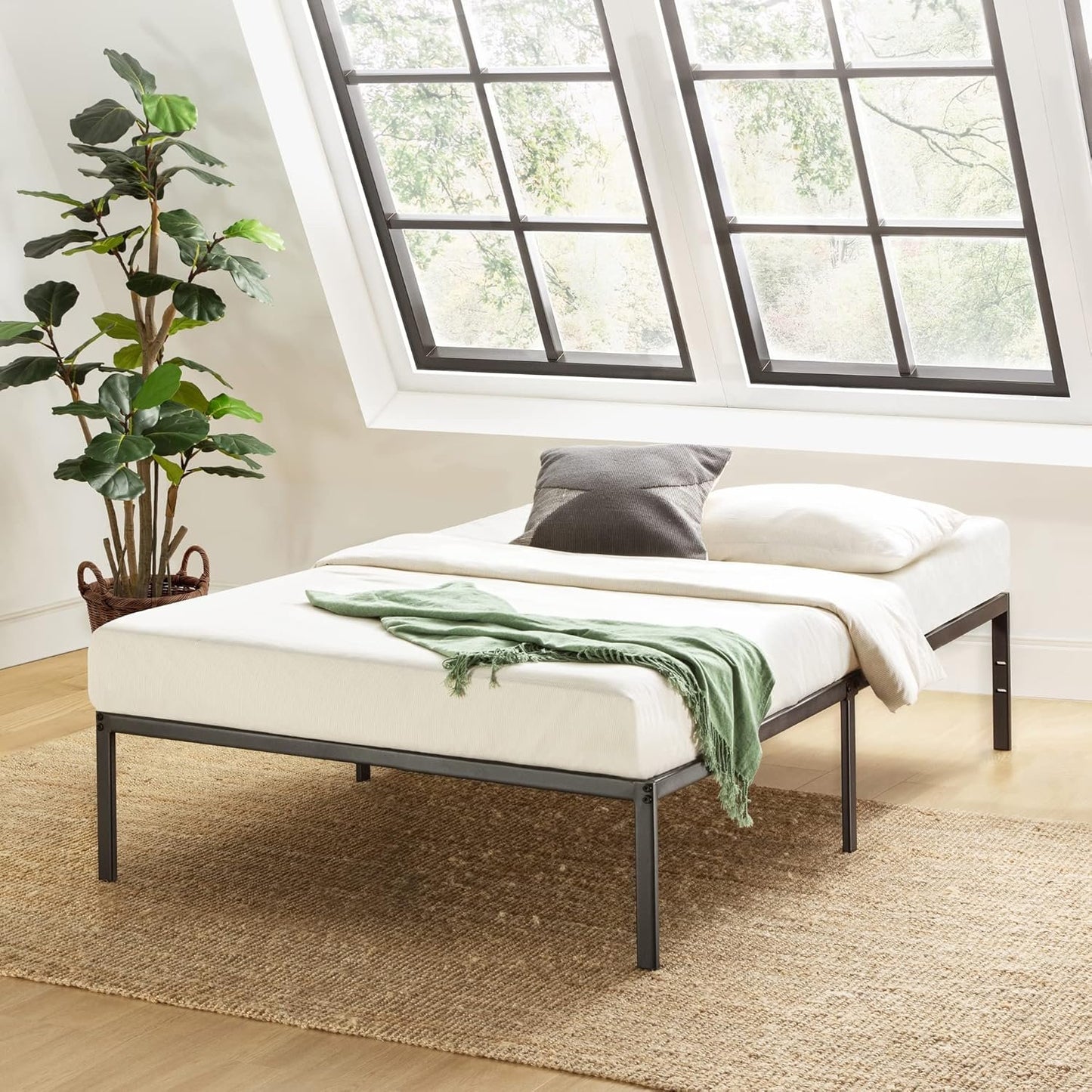 Best Price Mattress 14 Inch Metal Platform Beds w/Heavy Duty Steel Slat Mattress Foundation (No Box Spring Needed), Twin Size, Black