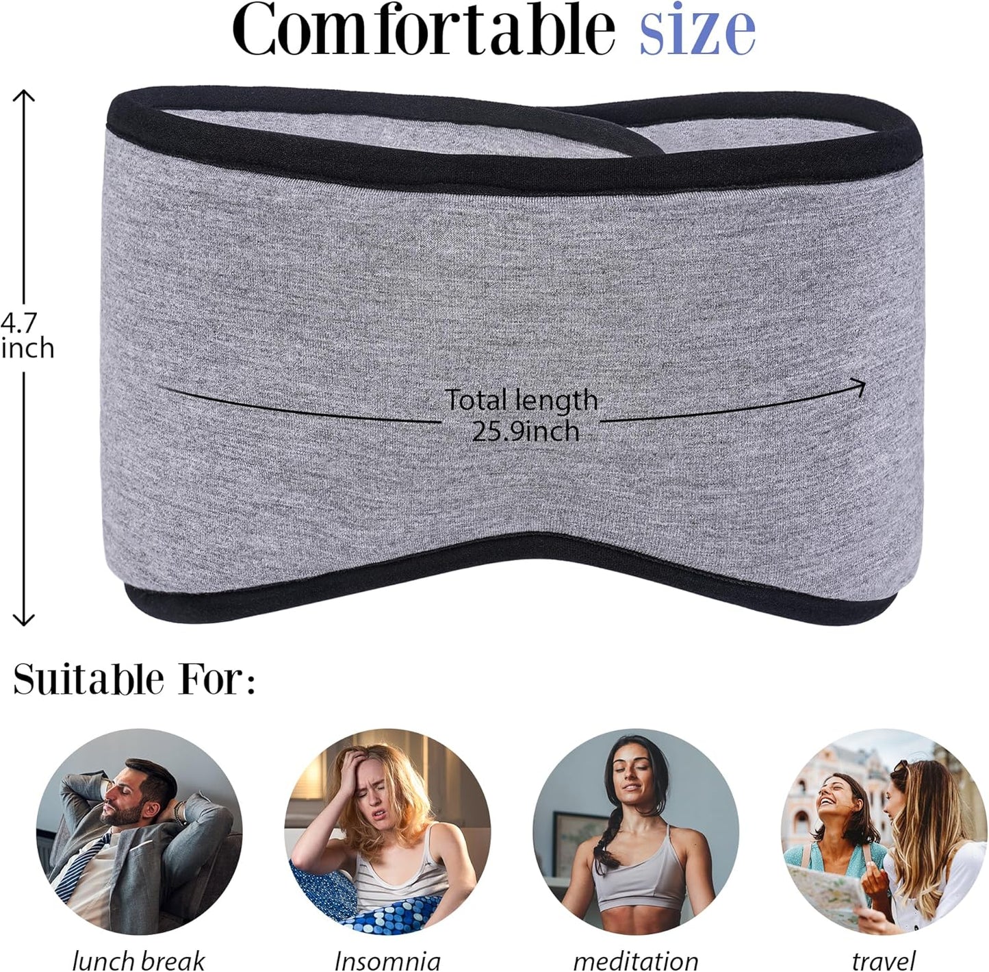 FRESHME Cooling Sleeping Mask with Ear Cover - Soft Cotton Adjustable Cold Eye Sleep Mask with Earmuffs Reduce Noise for Women Men Travel Yoga Nap Shift Work, Gift Box