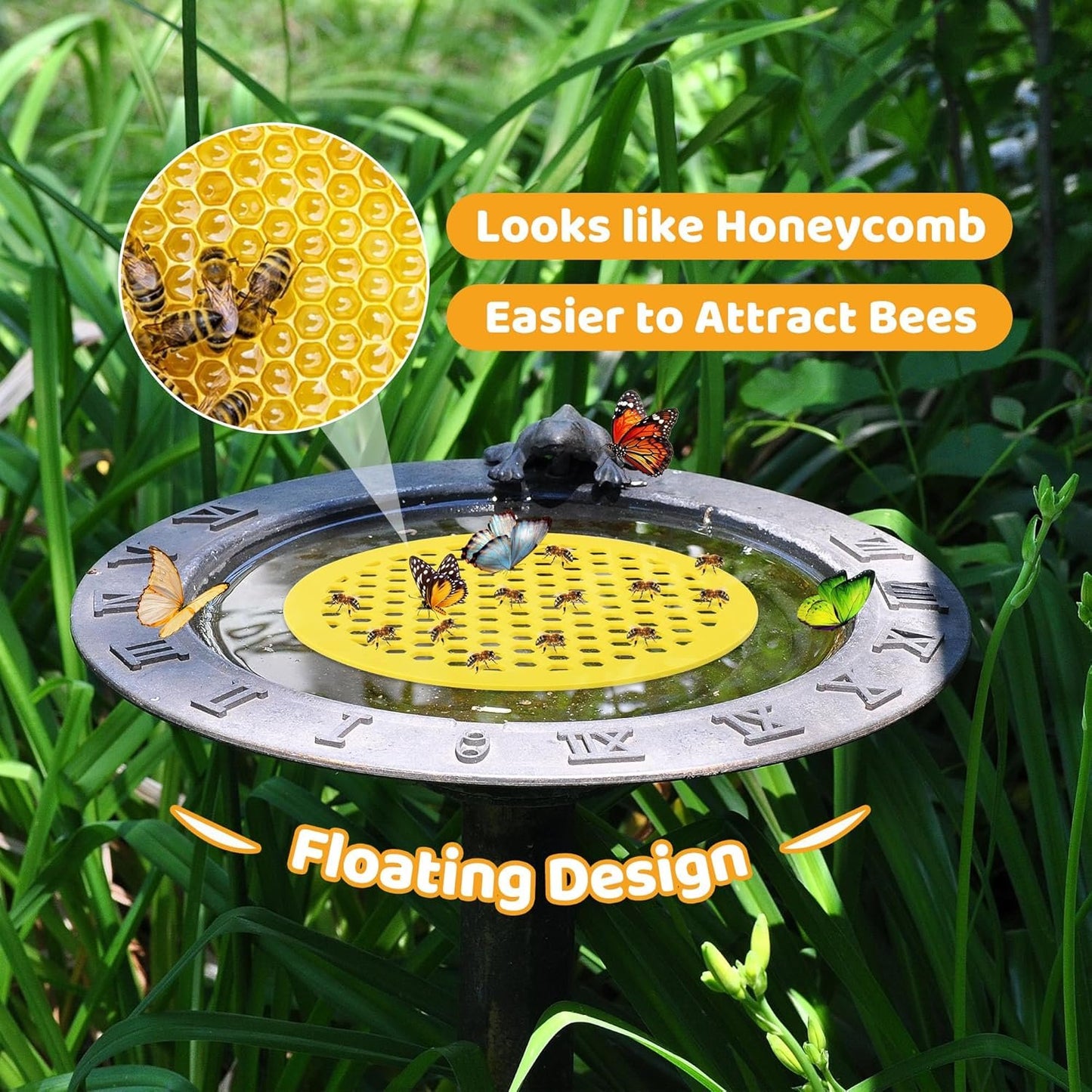 DECOHS 4 Pack Floating Bee Island- 7.87 Inch EVA Foam Floating Bee Watering Station- Butterfly Bee Waterer for Feeding, Bee Bath, Outdoor Garden Decor