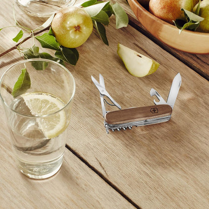 Victorinox Huntsman Wood Swiss Army Knife, Medium, Camping Pocket Knives, Multi Tool, 13 Functions, Large Blade, Saw, Wood