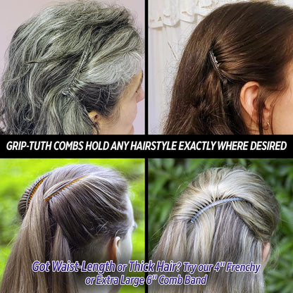 Good Hair Days Grip-Tuth Shorty Combs - Decorative & Styling Combs for Fine and Thin Hair (Crystal, 2 Count - 1 3/4 inch)