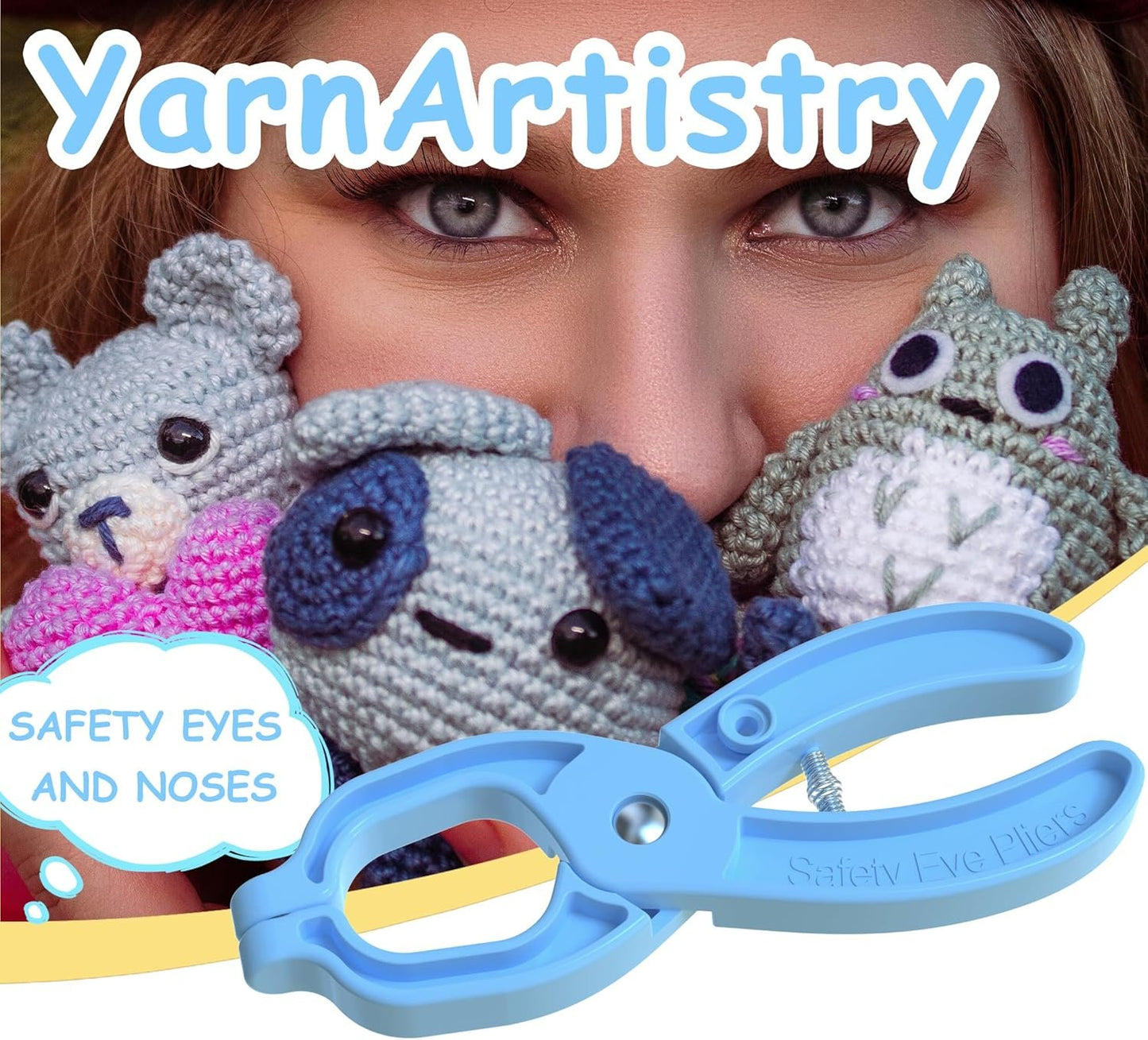 GEOCCI Safety Eye Tool Auxiliary Tool for Attaching Safety Eyes for Crocheting Safety Eyes Crochet Tools for Amigurumi Crochet & Stuffed 5-30mm Animal Eyes Making Supplies Tool（Blue 1pcs）