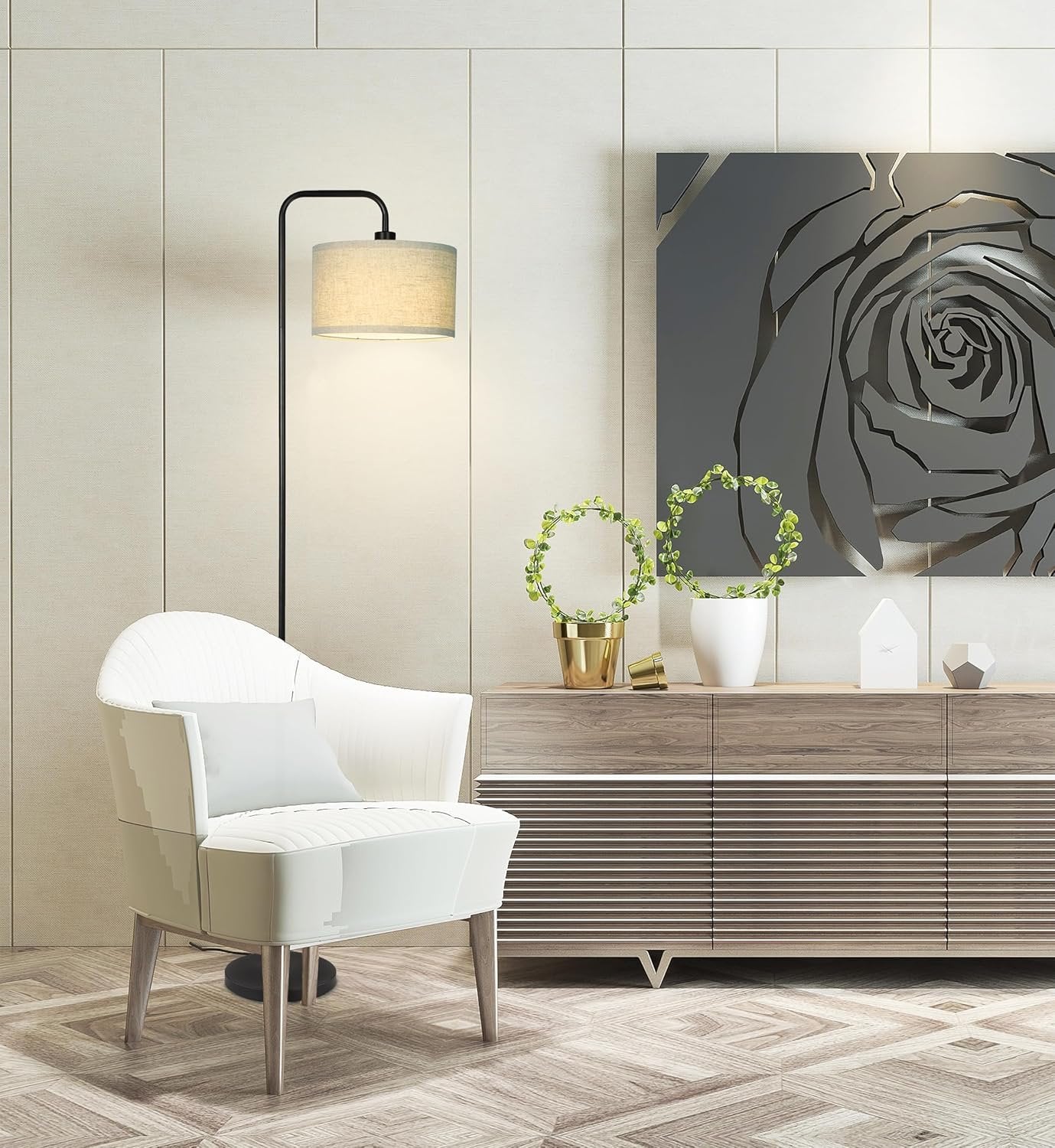 Floor Lamp for Living Room, Modern Arc Standing Lamp, 3 Color Temperatures, Bulb Included Suitable for Living Room, Bedroom, Office, Study, Baby's Room etc.