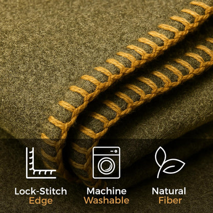 JMR 66X90 Military Wool Blanket for Emergency,Camping & Everyday Use (Olive Green)