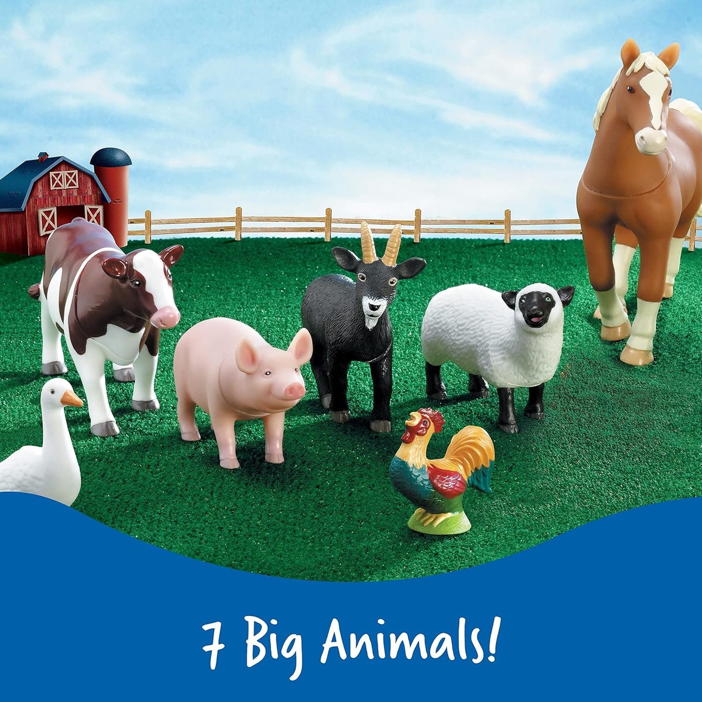 Learning Resources Jumbo Farm Animals - 7 Pieces, Ages 18+ Months Animal Toys for Toddlers, Farm Animals for Kids