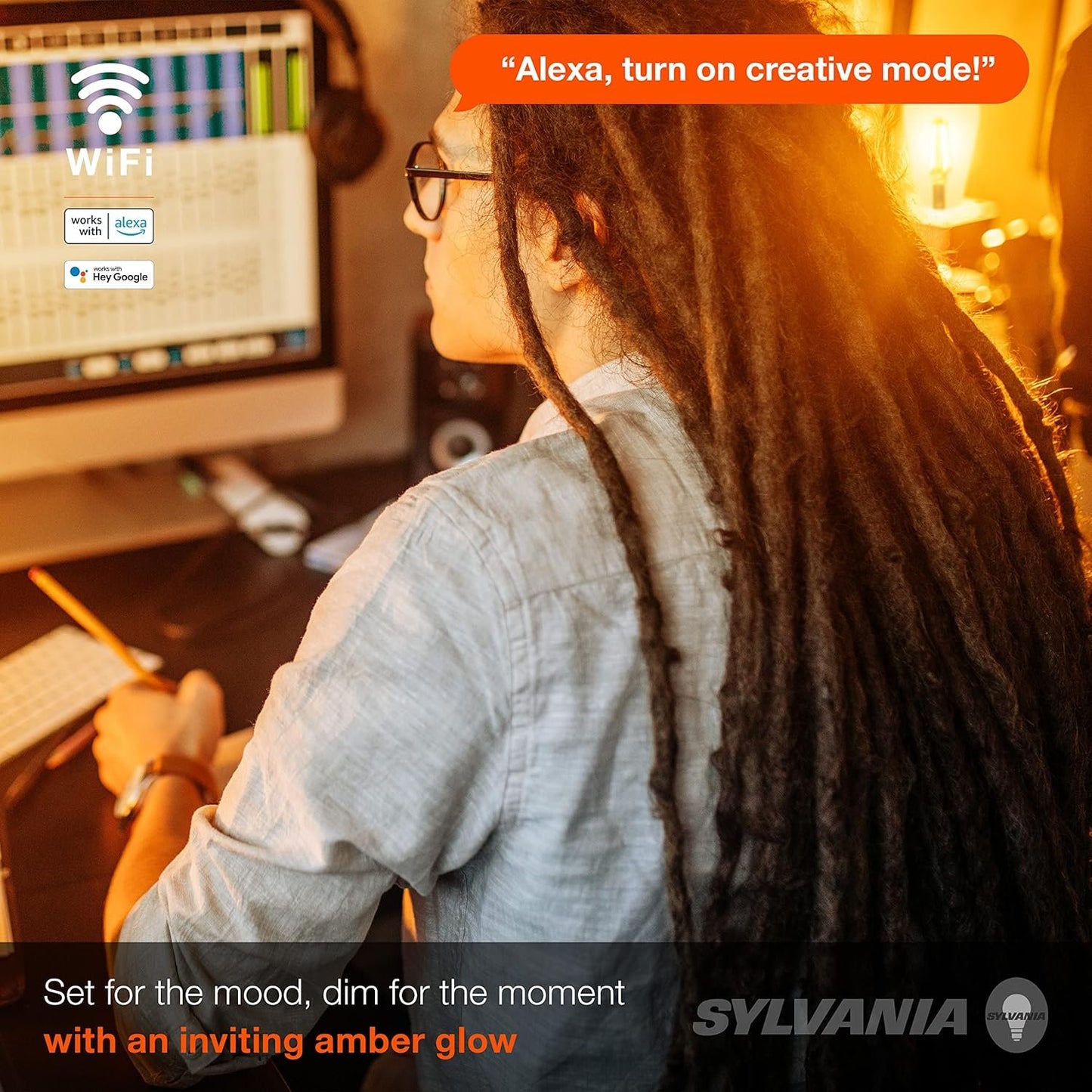 Sylvania WiFi LED Smart ST19 Amber Finish Light Bulb, 3.5W Efficient, for Alexa/Google Assistant, 2000K, No Hub Required - 1 Pack (75802)