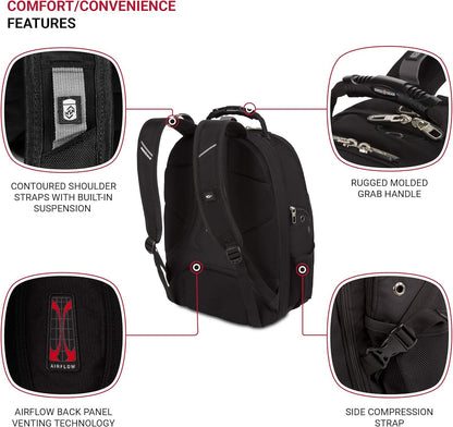 SwissGear SA1908 Black TSA Friendly ScanSmart Laptop Backpack