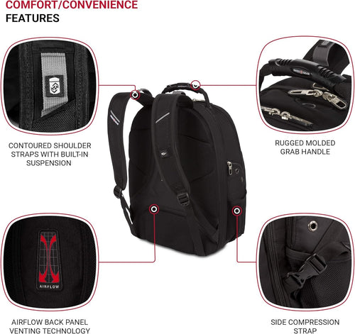 SwissGear SA1908 Black TSA Friendly ScanSmart Laptop Backpack