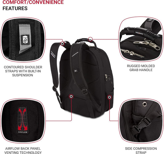 SwissGear SA1908 Black TSA Friendly ScanSmart Laptop Backpack