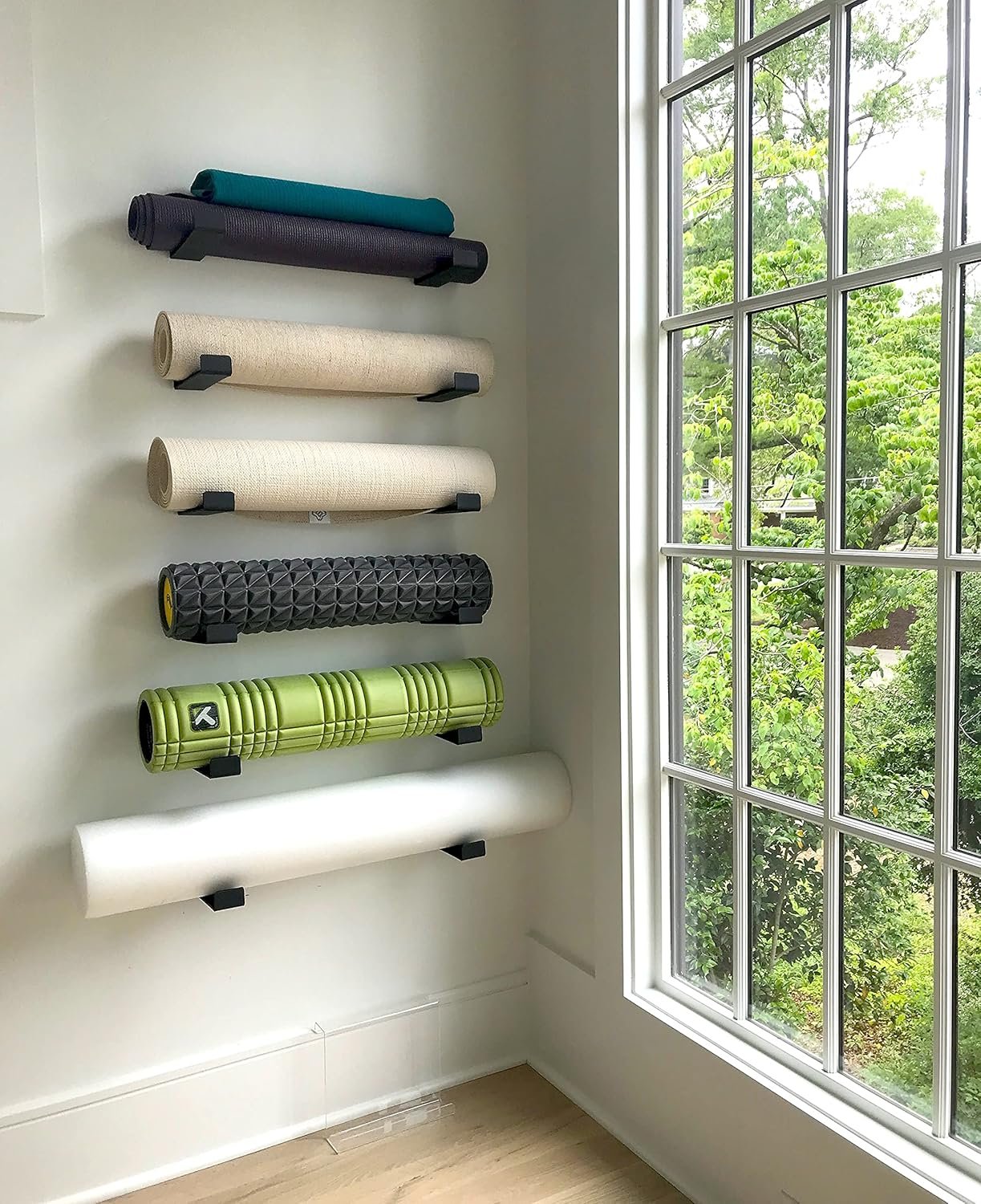 StoreYourBoard Yoga Mat Storage Rack – Yoga Mat Holder Wall Mount for Foam Rollers, Resistance Bands, Fitness Accessories, Home Gym Organizer, Holds Up to 30 lbs