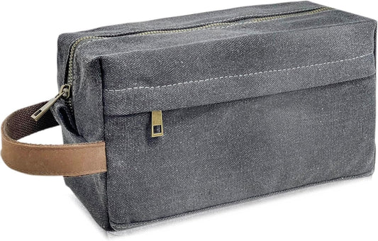 Lucky Rain Canvas Toiletry Bag for Men, Mens Bathroom Shaving Kit Travel Bag, Waterproof Dopp Kits Bag