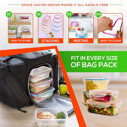 28 PCs Large Food Storage Containers with Airtight Lids- Fridge Pantry Organiser For Home, kitchen storage &Organisation. Meal Prep Containers Set-BPA Free Plastic & Microwave Safe Bento Lunch Box