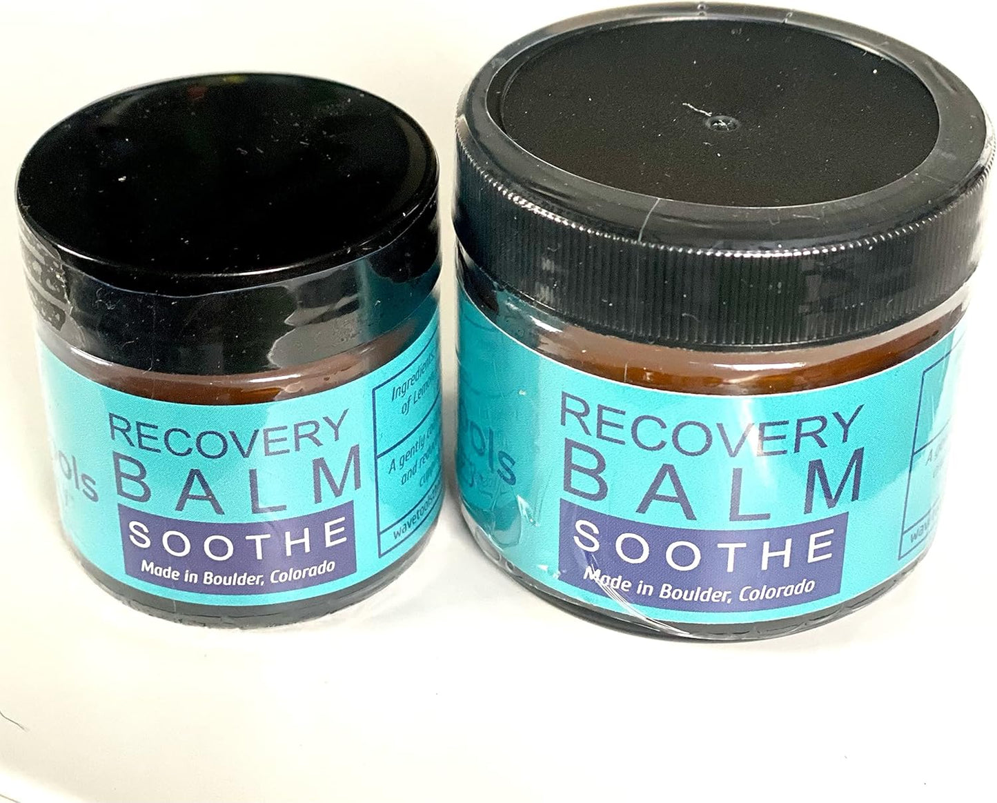 Wave Tools All Natural Recovery Balm Soothe Small Batch Pure Essential Oils Ideal for Massage in Amber Glass jar 2 oz Glass jar
