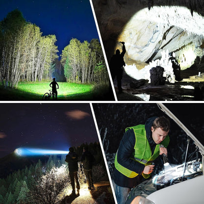 Blukar Flashlight Rechargeable, High Lumens 500000L Super Bright LED Flashlights - Zoomable, 5 Light Modes, IP67 Waterproof, Powerful Long Lasting Handheld Flash Light for Emergencies, Camping, Hiking