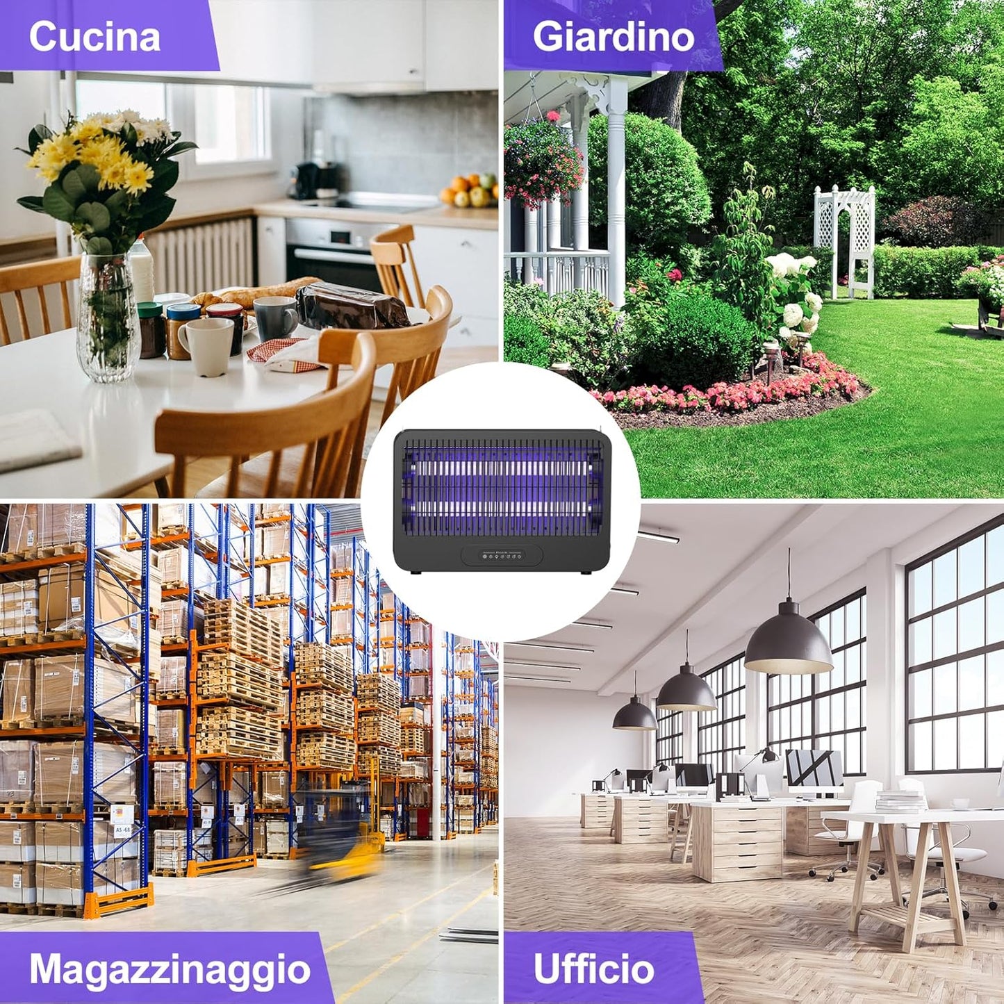 Mosquito Killer Lamp, Double Side 4000 V Electric Mosquito Net, 20 W UV Mosquito Lamp with Remote Control, 2 Reserve Bulbs, Effective Area 100 m², Suitable for Kitchen, Bedroom, Office (Black)