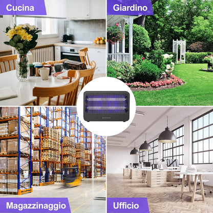Mosquito Killer Lamp, Double Side 4000 V Electric Mosquito Net, 20 W UV Mosquito Lamp with Remote Control, 2 Reserve Bulbs, Effective Area 100 m², Suitable for Kitchen, Bedroom, Office (Black)