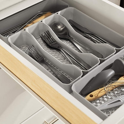 Spectrum Diversified Hexa Drawer Organizer Tray Modern Kitchen Cutlery, Utensil, Silverware Holder Caddy, 5 Dividers Cabinet Storage, 10 x 13, Stone Gray