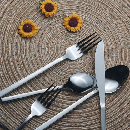 Alata Cube 20-Piece Forged Silverware Set Stainless Steel Flatware Set,Service for 4,Include Fork Spoon Knife,Mirror Polished Cutlery Set,Utensil Sets for Home Restaurant Hotel Wedding,Dishwasher Safe