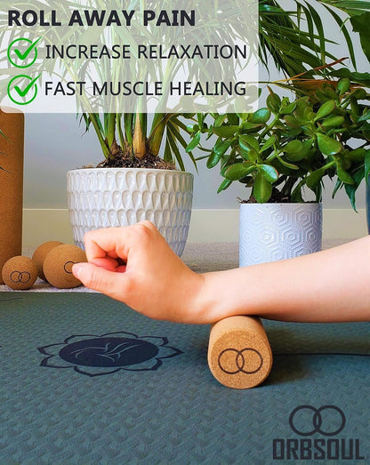 Orbsoul® Canada | 3pc Natural Cork Massage Set | Includes: Massage Peanut, Mini-Roller & Ball | Effective Muscle Recovery | Eco-Friendly Fitness