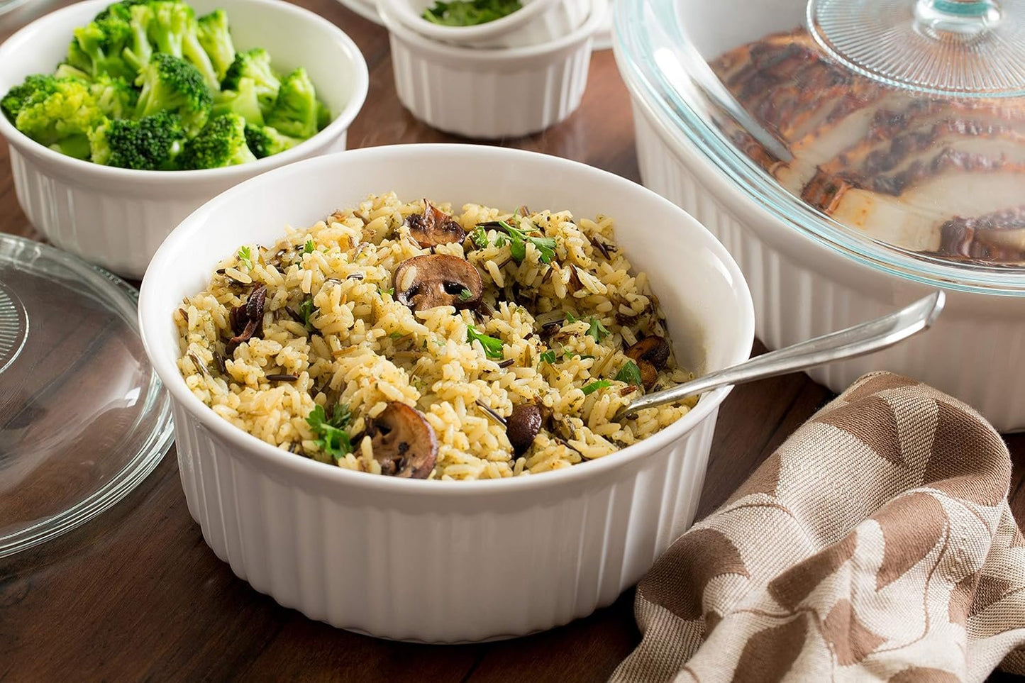 CorningWare French White 12-Pc Ceramic Bakeware Set with Lids, Chip and Crack Resistant Stoneware Baking Dish, Microwave, Dishwasher, Oven, Freezer and Fridge Safe