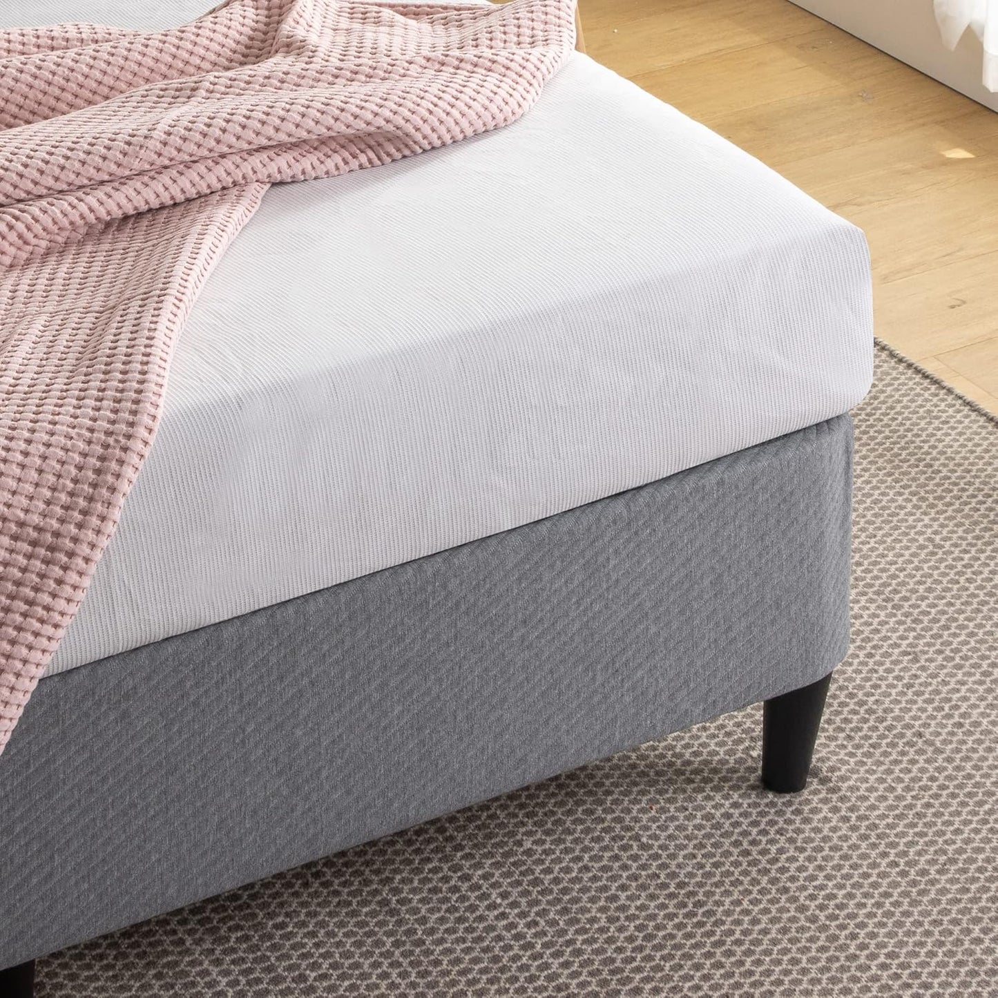 Single Bed Frame, Zinus Upholstery Bed Base Ensemble, Dark Grey