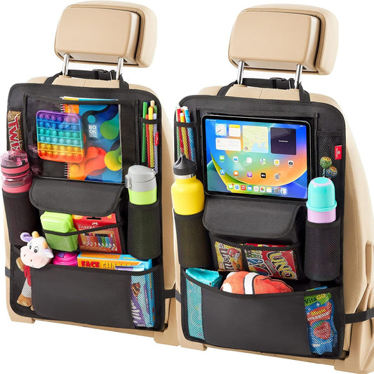 Helteko Car Seat Organizer, Ultra Version Kids Backseat Car Organizers and Storage, Waterproof Back Seat Protector Kick Mats with Tablet Holder 12" Car Accessories Interior & Travel Essentials, 2 Pack