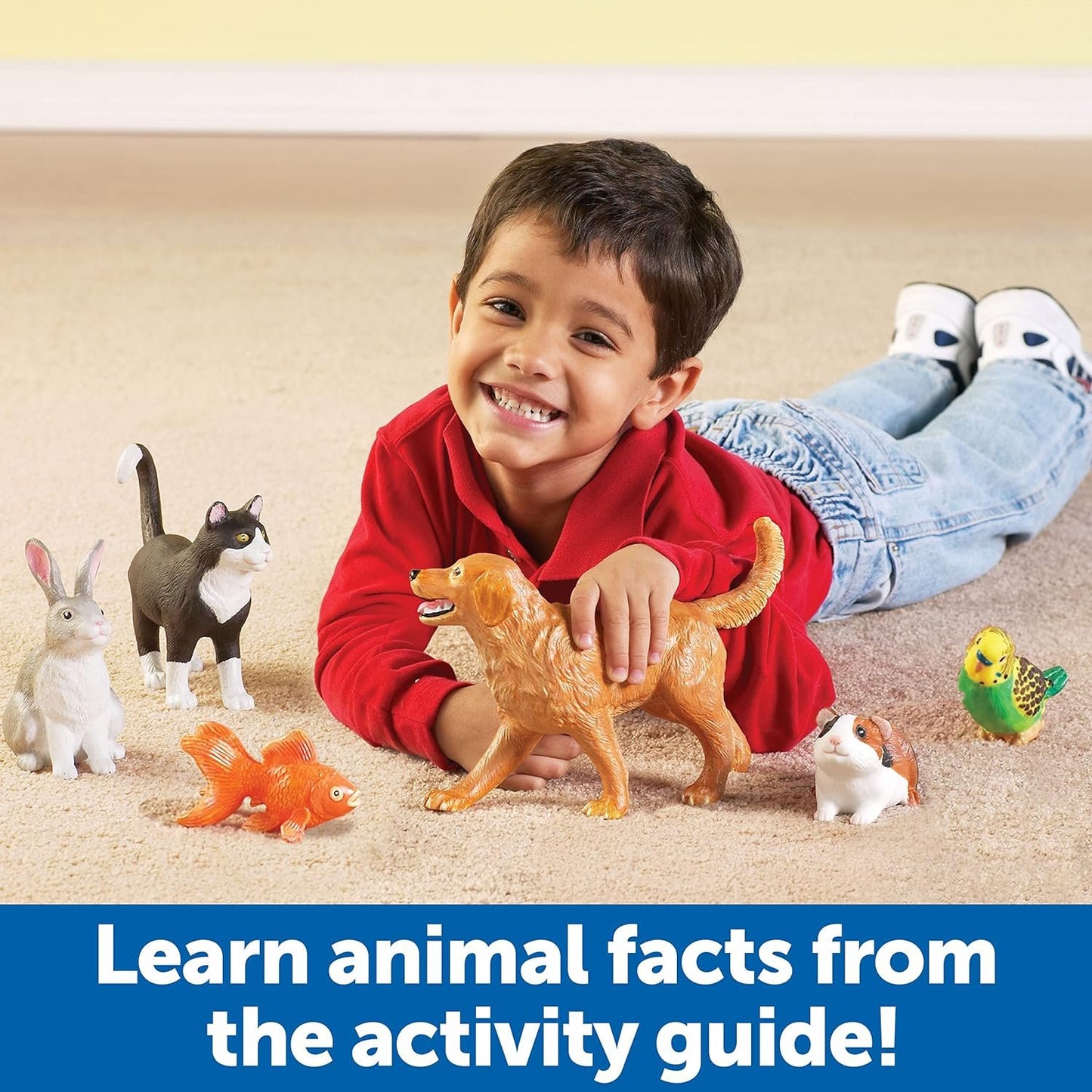 Learning Resources Jumbo Domestic Pets, Preschool Pet Toys, Classroom Desk Pets, 6 Animals, Ages 2+