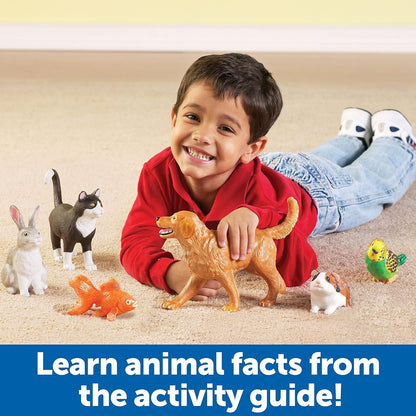 Learning Resources Jumbo Domestic Pets, Preschool Pet Toys, Classroom Desk Pets, 6 Animals, Ages 2+