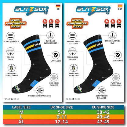 BLITZSOX Hi-Tech Performance Sport Socks for Men and Women (Running, Tennis, Training and Fitness), Pack of 3