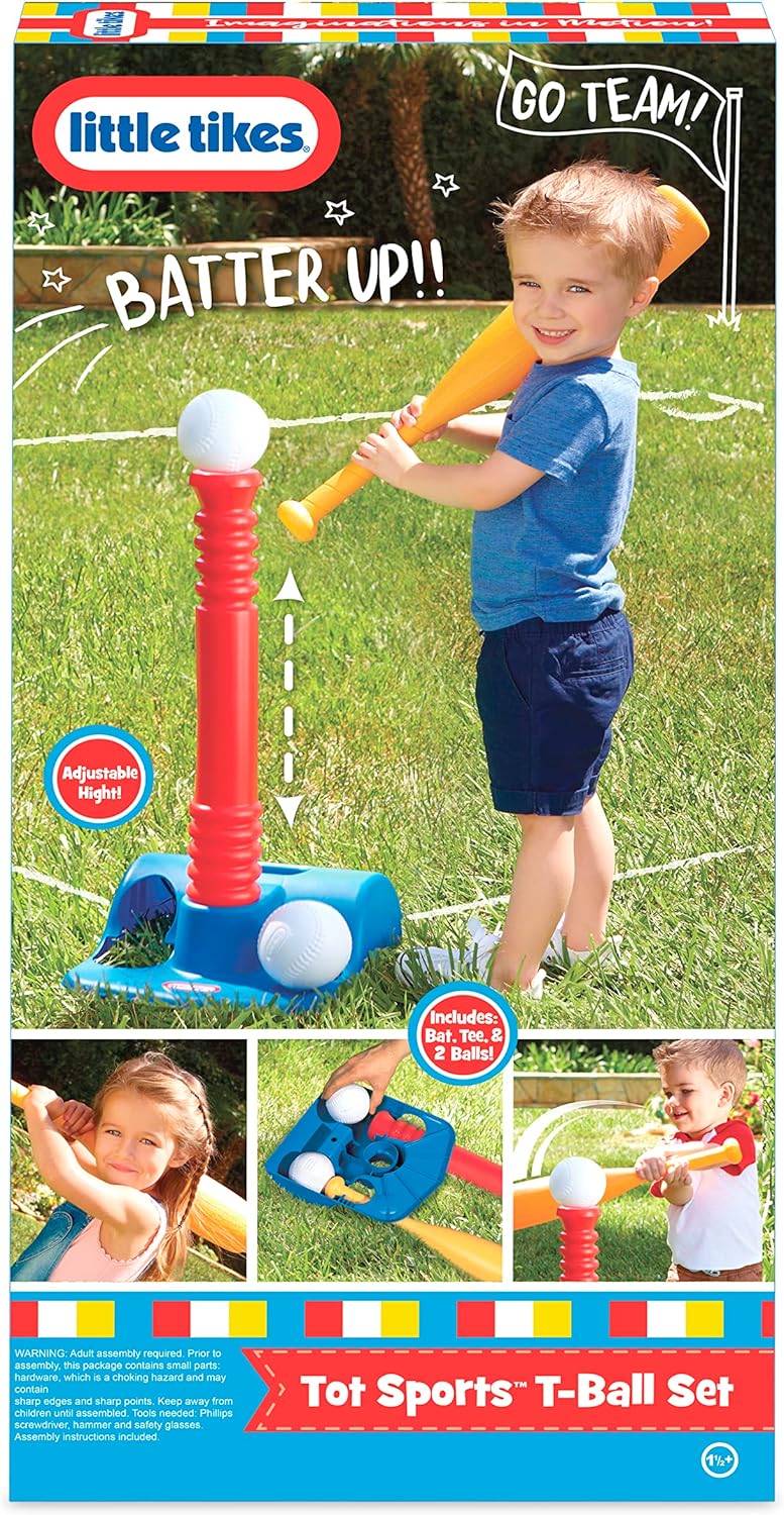 LITTLE TIKES TotSports T-Ball Set, Primary Colors, 2 Balls