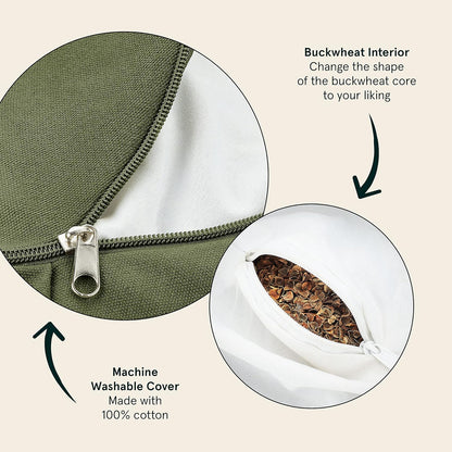 Retrospec Sedona Zafu Meditation Cushion Filled w/Buckwheat Hulls - Yoga Pillow for Meditation Practices - Machine Washable 100% Cotton Cover & Durable Carry Handle Round & Crescent