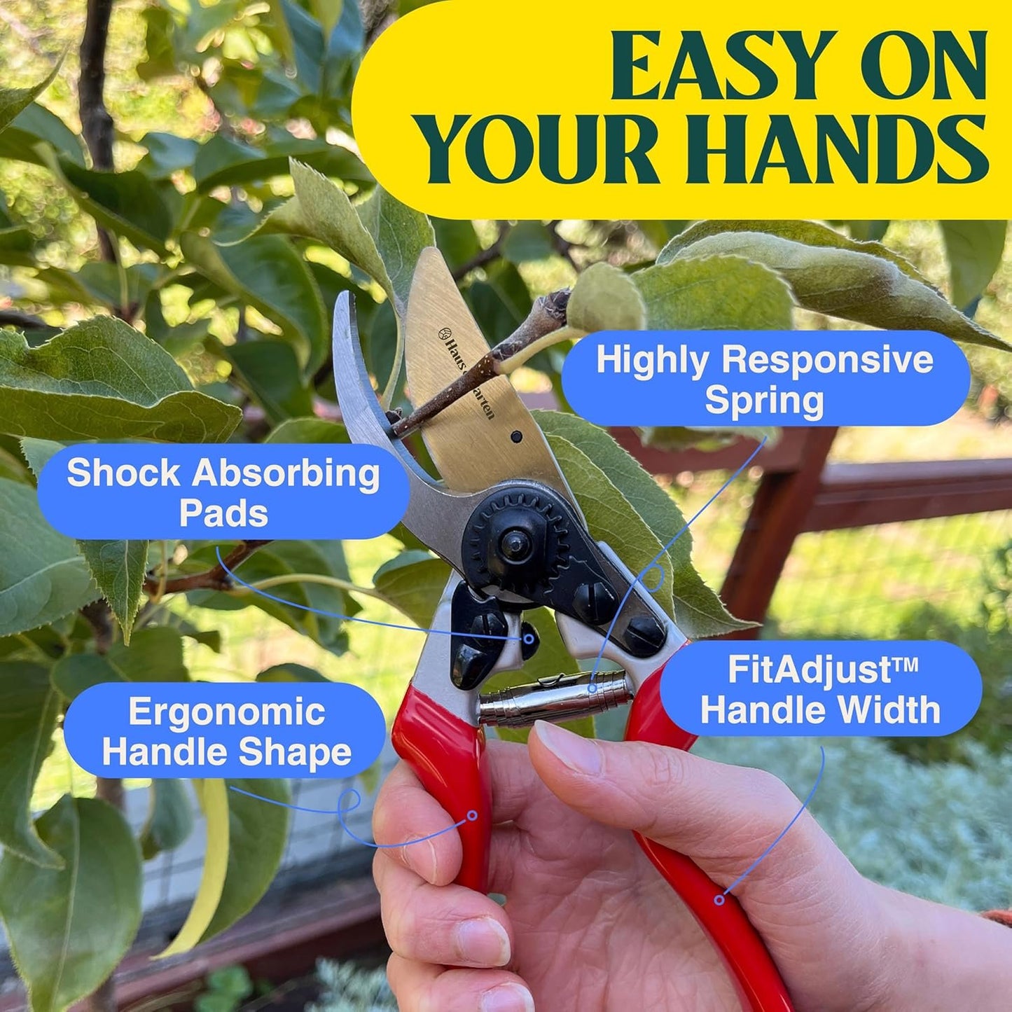 EnduroPRO Titanium Pruning Shears - Best Garden Shears Tree Trimmer Hand Pruner - Ideal BranchHedge Shrub & Bush Clippers -Razor Sharp Bypass Secateurs Ergonomic Gardening Tool for Effortless Cuts