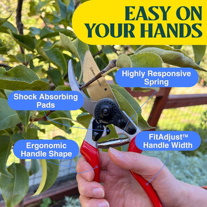 EnduroPRO Titanium Pruning Shears - Best Garden Shears Tree Trimmer Hand Pruner - Ideal BranchHedge Shrub & Bush Clippers -Razor Sharp Bypass Secateurs Ergonomic Gardening Tool for Effortless Cuts