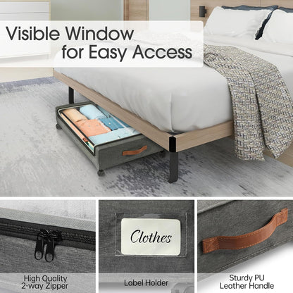 Yecaye Under Bed Storage with Wheels, 2Pack Under Bed Storage Containers, Under Bed Shoe Storage Organizer, Rolling Under Bed Metal Drawer for Clothes, Blankets(30.71 x 16.93 x 6.69 in)