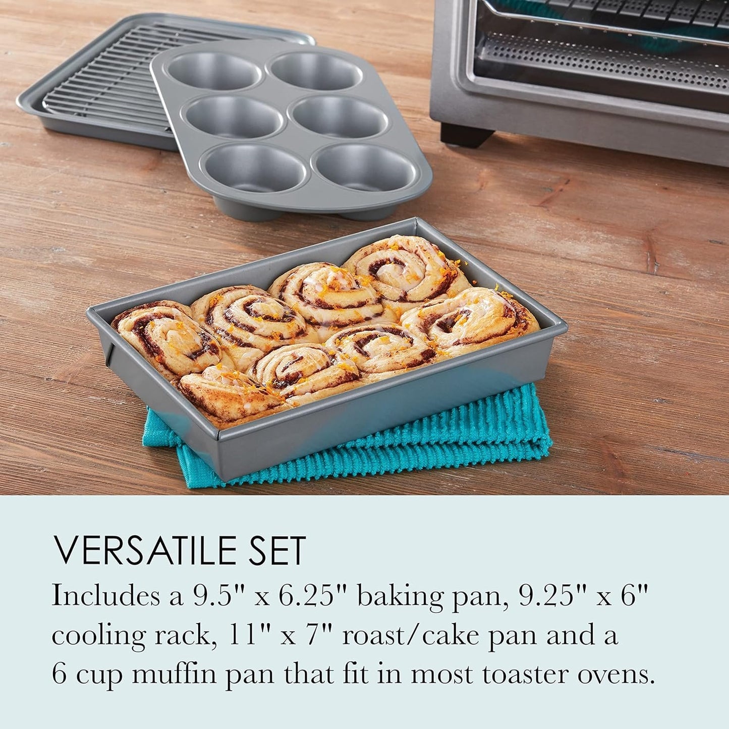 Chicago Metallic 8044 Non-Stick Toaster Oven Set, 4-Piece