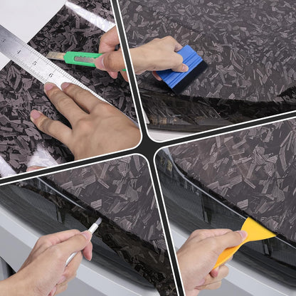 Lypumso Carbon Fiber Vinyl Wrap Including Tool Kit, 5ft x 1ft 6D Super Glossy Black Car Vinyl Film Roll, Air Release Technology Auto Accessories Wrap, Car Moto DIY Interior Exterior Film Stickers